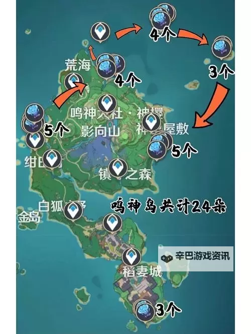 《原神》3.7枫原万叶突破材料收集方法 海灵芝收集路线图1